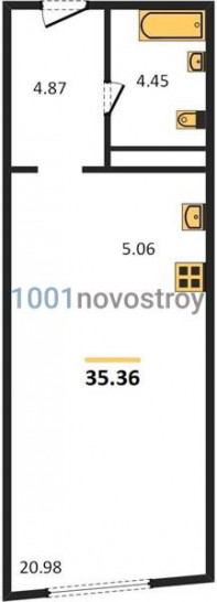 Студия 35.36 м²