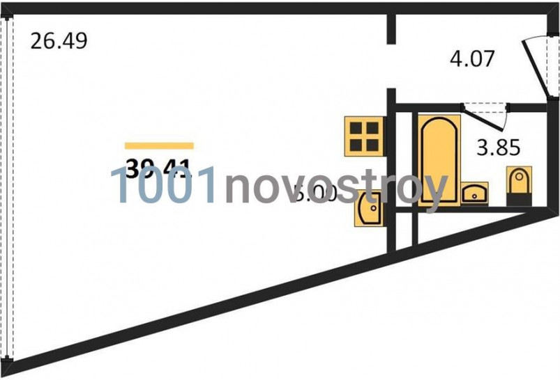 Студия 39.41 м²