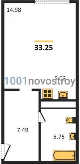 Студия 33.25 м²
