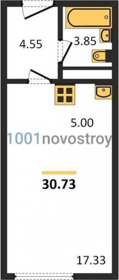 Студия 30.73 м²