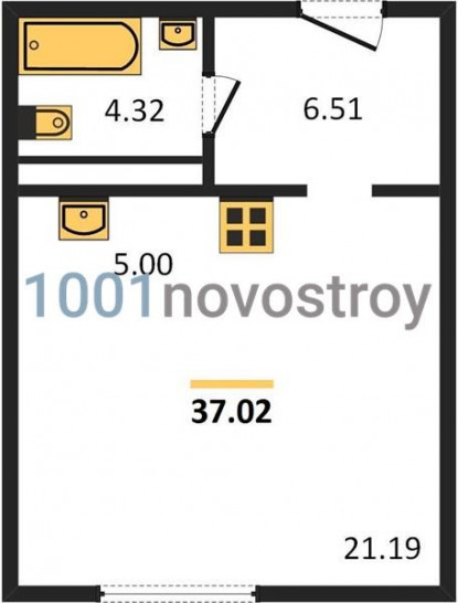 Студия 37.02 м²